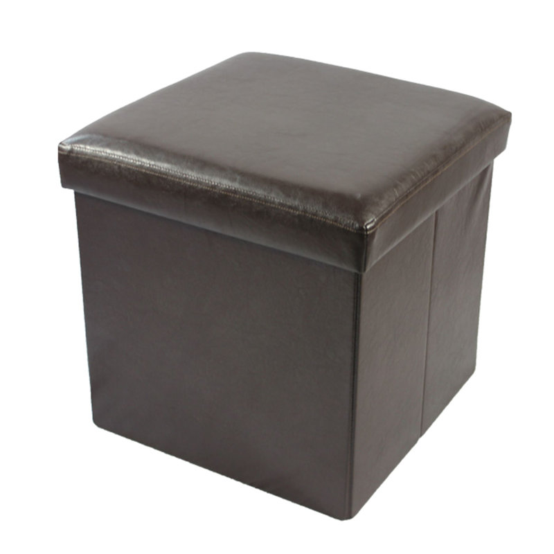 Leiser Faux Leather Ottoman, Brown Faux Leather