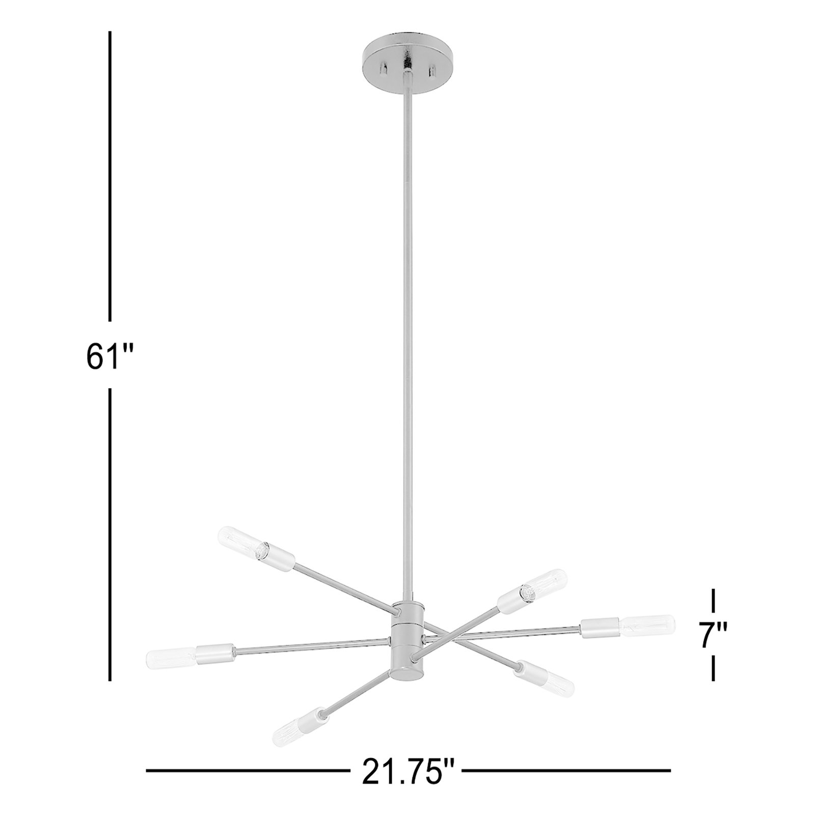 Jordy 6 - Light Dimmable Sputnik Chandelier, Matte Black