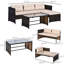 Extérieur 3 pièces - Mobilier de patio avec méridienne et coussins de siège et de dossier doux, table en verre, pièce beige confortable