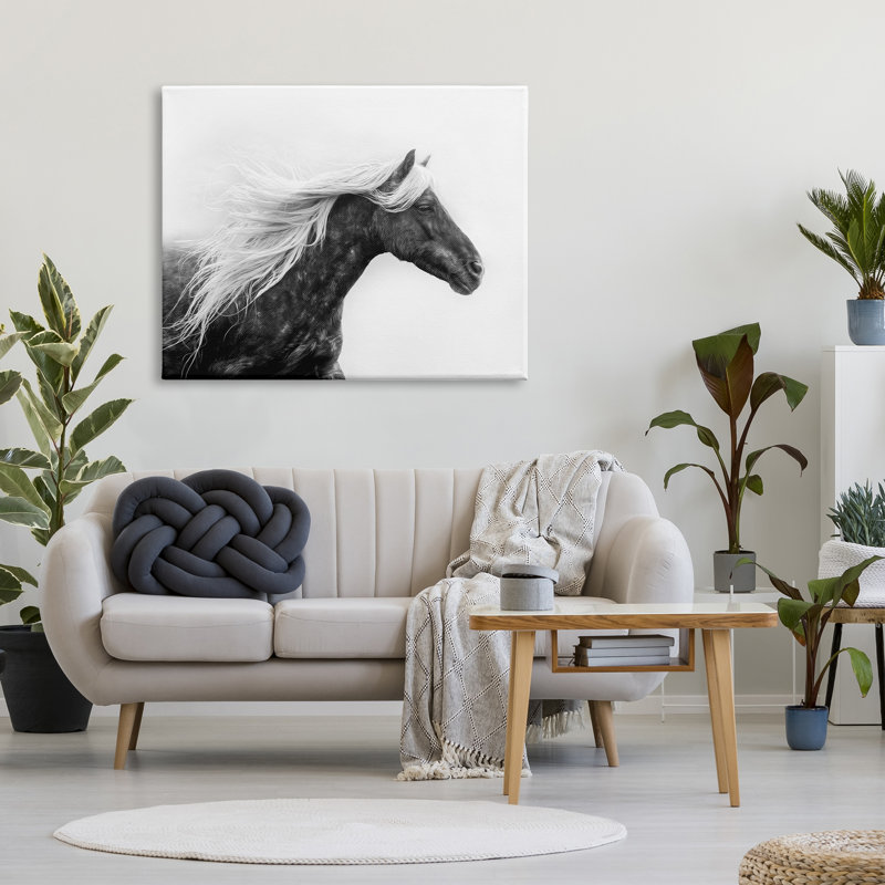 Cheval avec crinière blanche sur toile par PHBurchett, H 36 po x l 48 po x P 1,5 po