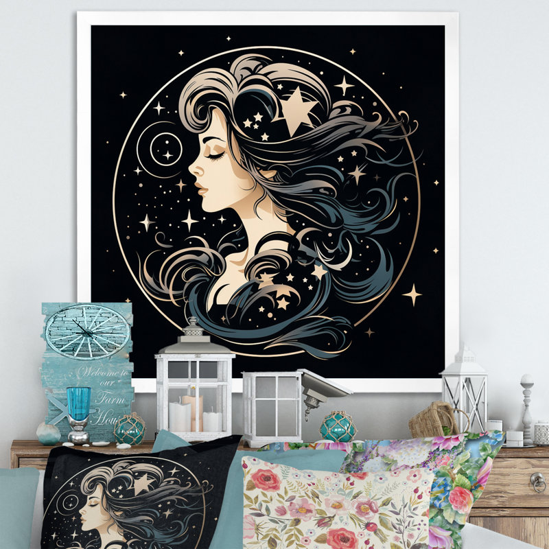 Astrologique astrologique, H 24 po x l 24 po x P 1 po, Cadre simple blanc