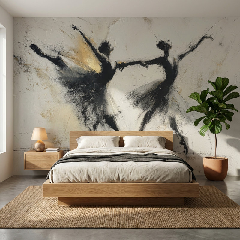 Papier peint abstrait blanc sur fond blanc, Textured Non-Pasted, 100"x96"