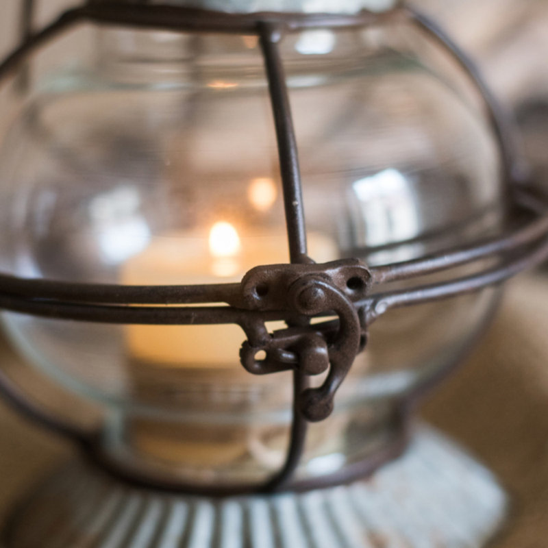 Metal Wall Lantern, 6.1" H x 5.9" W x 5.9" D