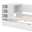 Lit de jour simple en bois blanc avec tablettes latérales et tiroirs, combiné avec un bureau de chambre à coucher multifonctionnel et une station de charge