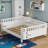 Full Size Low Profile Wood Kids Platform Bed, White Full Bed Frame With Safety Guard Rails For Girls & Boys, Anti-fall Sturdy Kids Bedroom Furniture