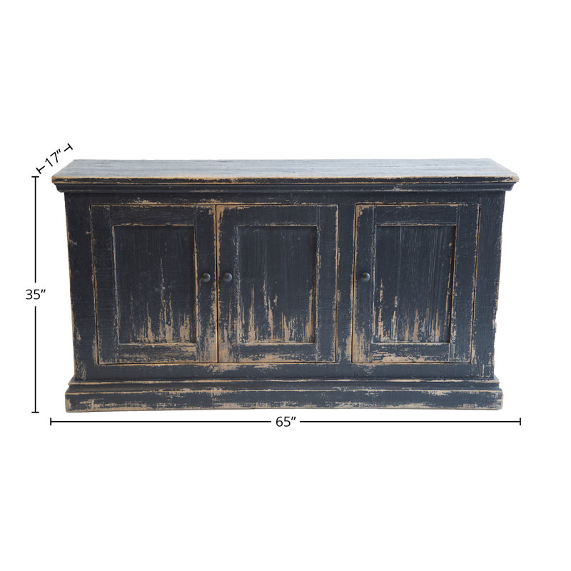 Koski 35" Tall 3-Door Cabinet, Black