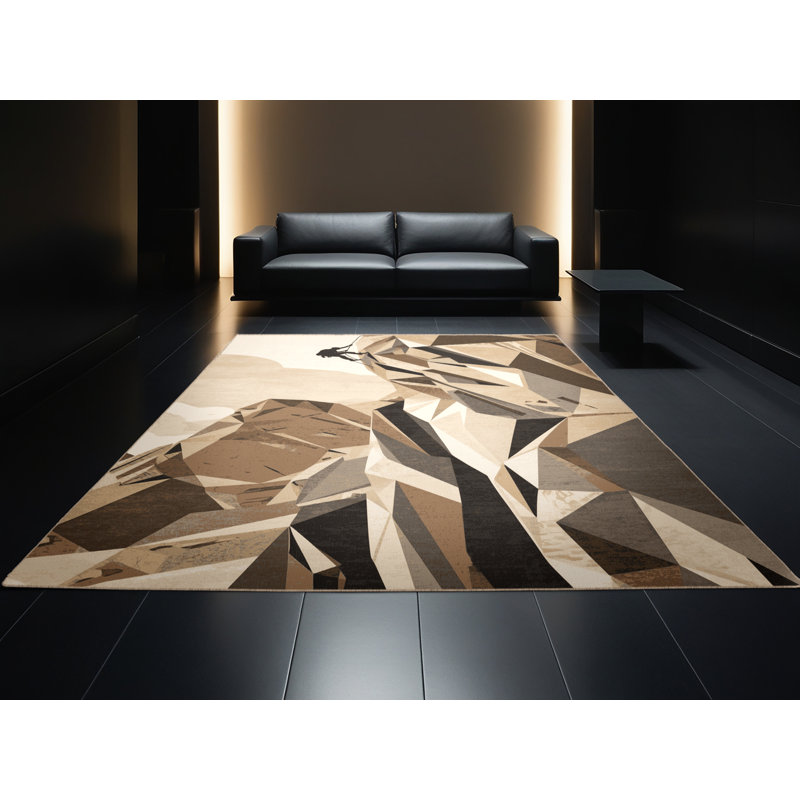 Tapis beige délavé à la machine Marvale, 4 x 6