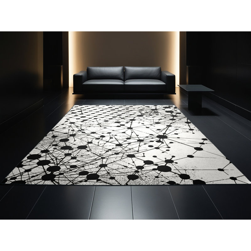 Tapis géométrique moderne et contemporain lavable à la machine Paizley, 5 x 7