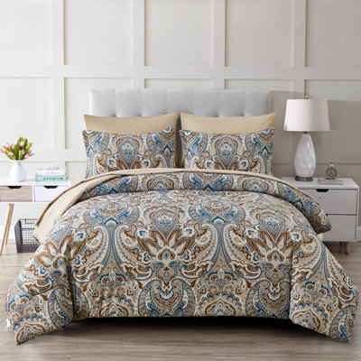 Ensemble d'édredon 7 pièces Boho Paisley, ensemble de literie en microfibre douce