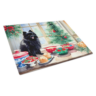 Pomeranian Christmas Cookies Glass Cutting Board