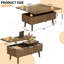 Table basse à plateau relevable 3 en 1, conception convertible cannelée pour la salle à manger et le rangement, parfaite pour les espaces de vie modernes