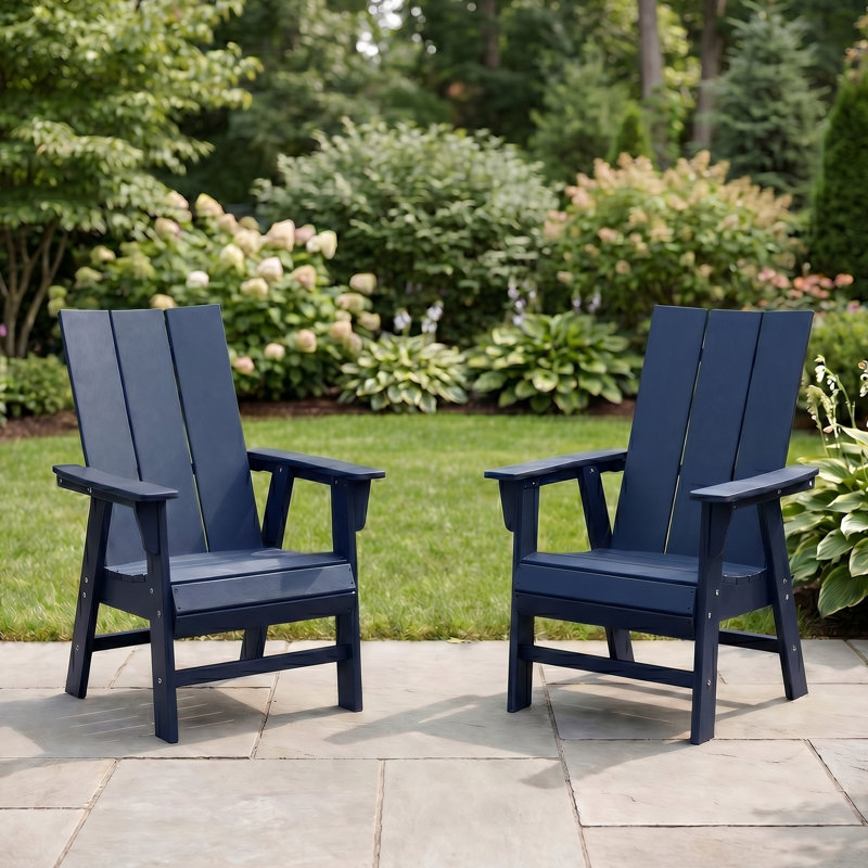 Modern Curveback Upright Adirondack Chair (Set Of 2), Blue