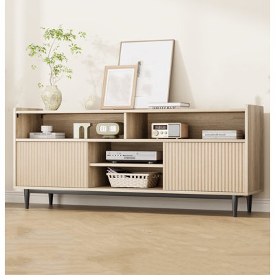 Wooden Wave Patterned Tv Cabinet