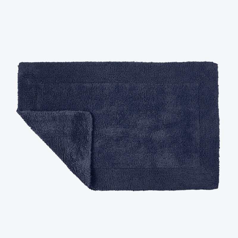 Ruthann Cotton Reversible Bath Mat, Navy