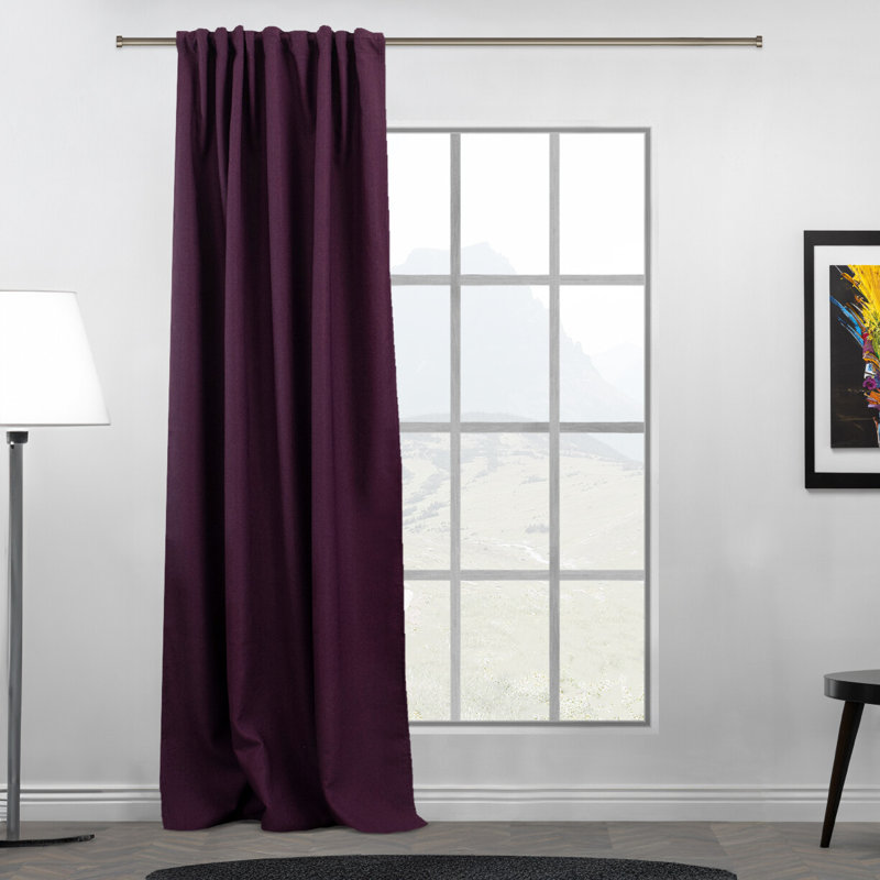 Room Darkening Single Curtain Panel, Purple, 130cm Width x 265cm Drop