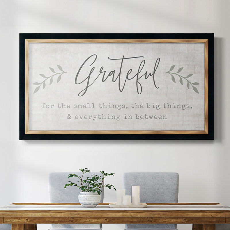 Art textuel sur toile, "Grateful For Everything", H 29 po x l 53 po x P 1 po