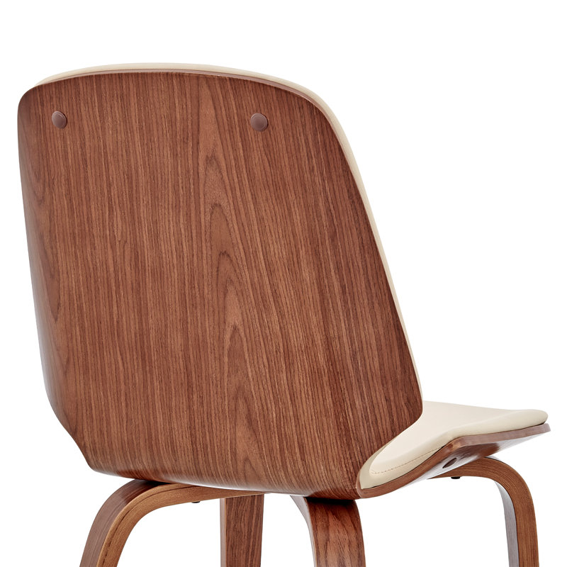 Chaise de salle à manger en similicuir Rohail avec siège légèrement incurvé, 4, Beige, Brun