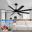 Ventilateur de plafond 65 pales noir / noyer de 65 po avec lumière DEL, télécommande et commande APP, pales à deux tons, moteur à courant continu-107053388