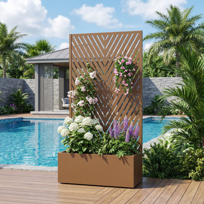 Metal Planter Box with Trellis