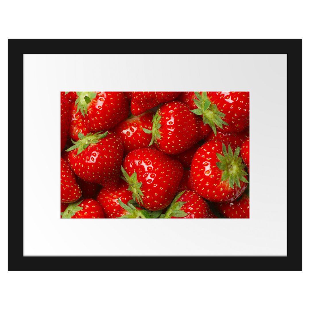 Gerahmtes Poster Leckere frische Erdbeeren