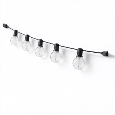 Guirlandes lumineuses d'extérieur Dense-Glow, globes lumineux de patio à DEL G40 avec ampoules en plastique incassables, lumières suspendues imperméables et connectables pour la terrasse du patio, le bistro et le jardin
