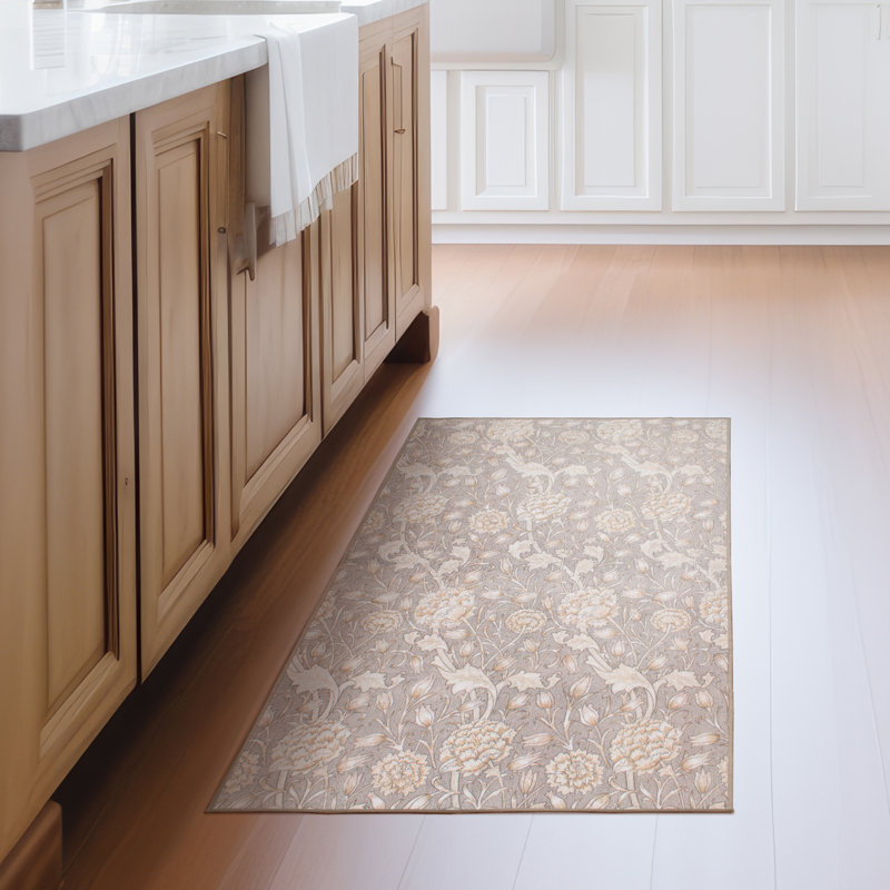 Tapis beige à motif floral Kalini, Rectangle 3 pi x 5 pi