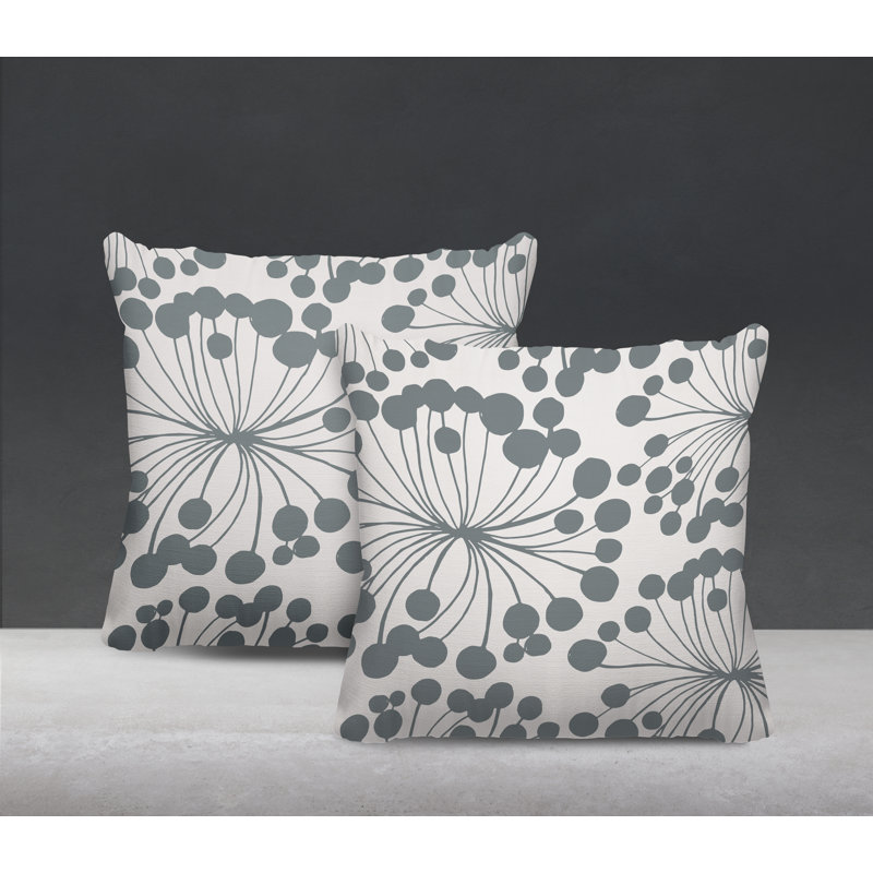 Housse et insert de coussin décoratif intérieur / extérieur en mélange de polyester, L 17 po x H 17 po, Gris