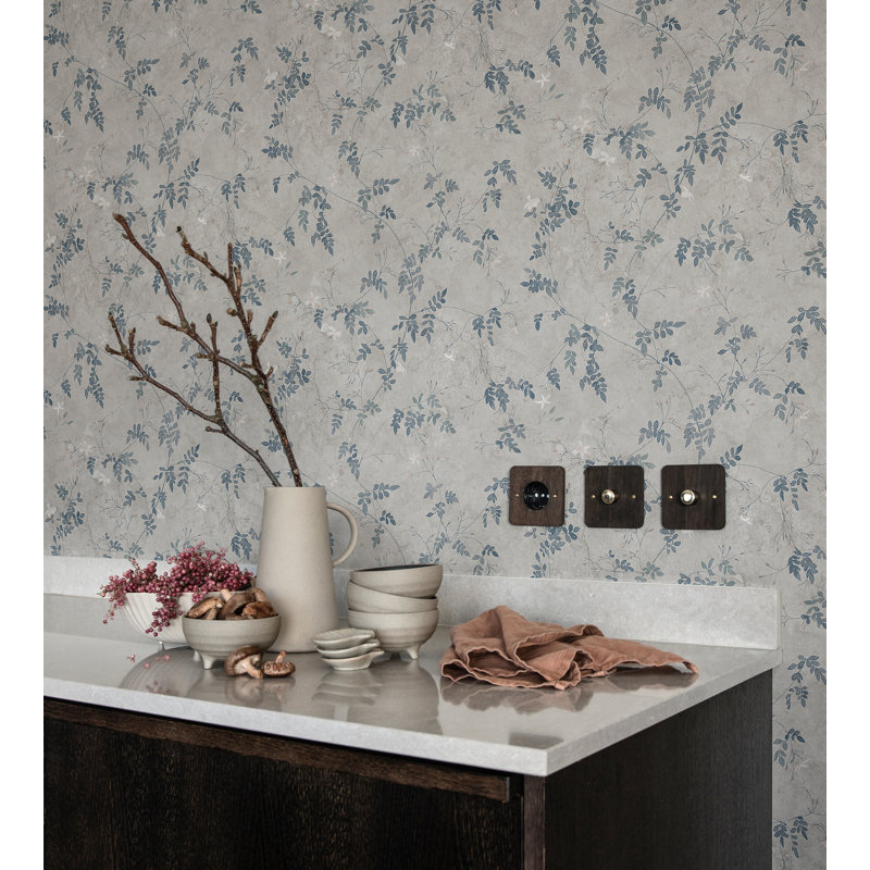 Jordnara Floral Wallpaper Roll, Indigo Blue