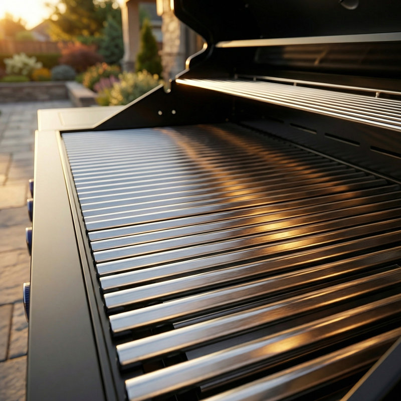 Barbecue de cuisine 46 pouces 4 72000 avec grilles de cuisson en acier inoxydable, lumières halogènes et ouvre-bouteille avec couvercle à deux lignes, roulettes