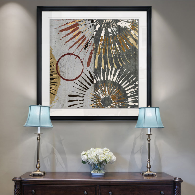 'Outburst Tiles II' Painting, 24" H x 24" W x 1.5" D, Black Framed