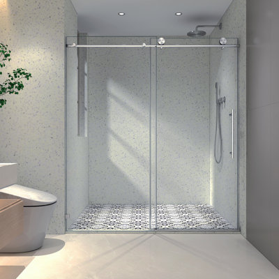 Porte de douche 6076 en acier inoxydable brossé 6076 avec fonction de fermeture en douceur réglable, avec nettoyage à l'échelle nano facile à utiliser et anti-déflagrant