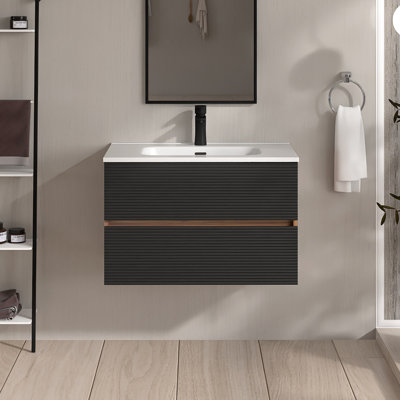 Meuble-lavabo mural simple 30 po avec comptoir en céramique