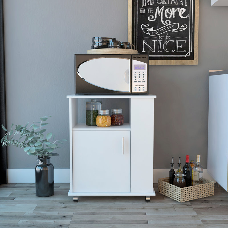 Armoire à micro-ondes à 4 tablettes avec roulettes blanc Design Design moderne et élégant