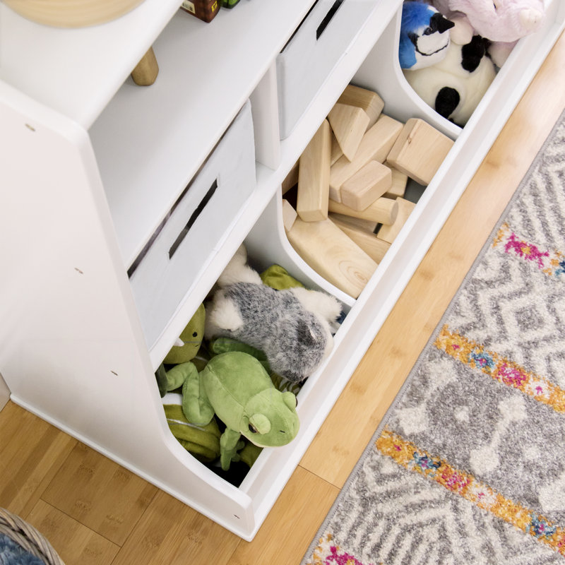 White Wooden Kids' Toy Storage Organizer with Cubbies
