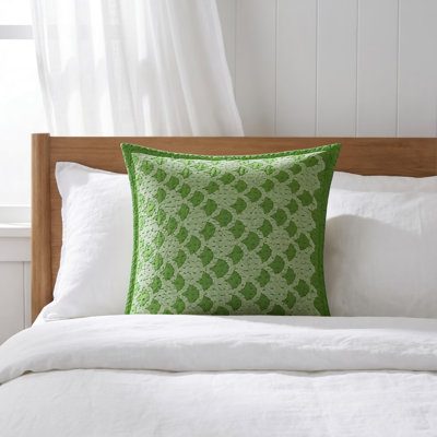 Oreiller carré en coton tissé à la main Artisan - motif Ginkgo