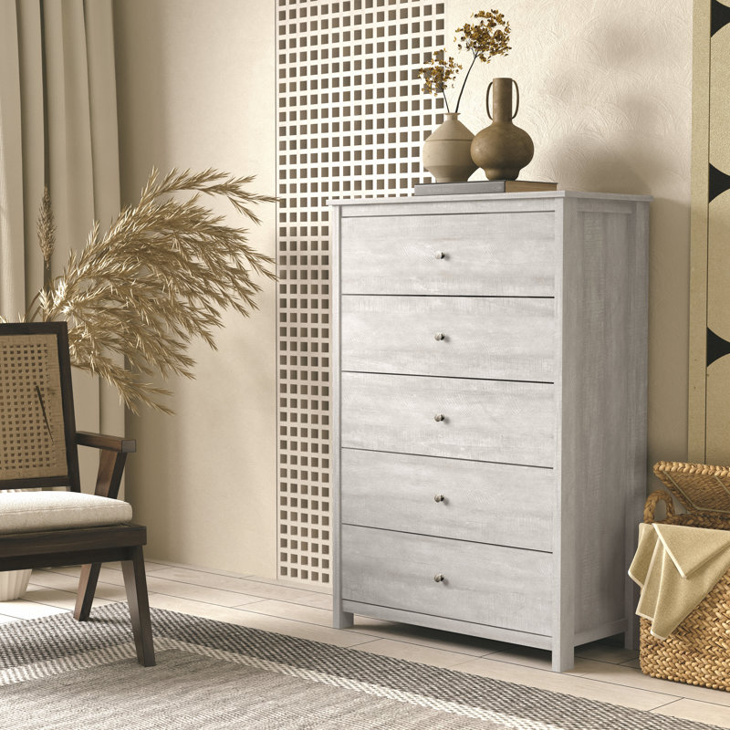 Isenbert 5 Drawer 31.5" W Chest, Dusty Gray Oak