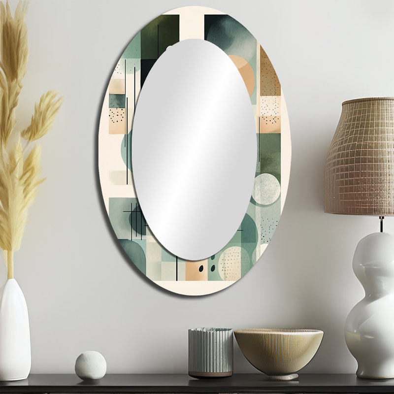 Miroir mural vert et noir Minimalisme Quiet Profondeurs I - Vert, 36 po x 24 po