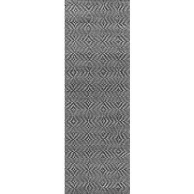 Tapis en laine à motif géométrique Azarian pour le salon, la chambre à coucher, la salle à manger et la cuisine, noir / ivoire