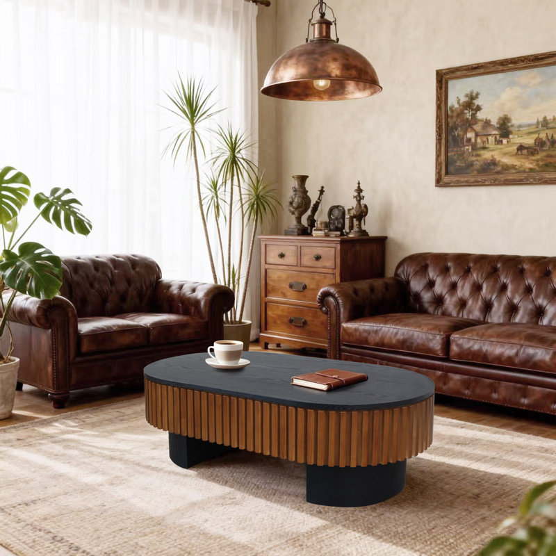 Table basse elliptique moderne avec rangement caché Zenara