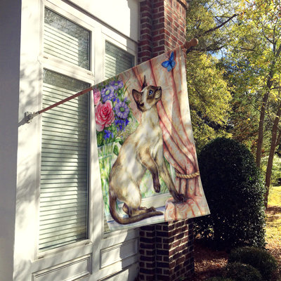 Drapeau de jardin à 2 côtés pour chat avec papillon siamois
