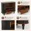 Black Mid-Century Modern 39 Inch Fluted Liquor & Coffee Bar Cabinet, Bar Storage Cabinet with 6 Wine Racks, 3 Glass Holders, Large Drawer and 4 Side Hidden Storage Compartments