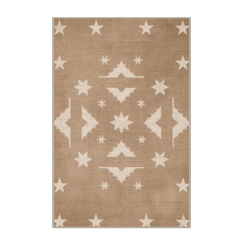 Soft Plush Festa July 4Th Modern & Contemporary Abstract Area Rug in Brown – Beige Binding, 2x3