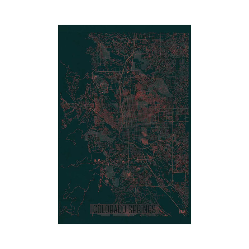 Colorado Springs Infrared Urban Blueprint Map by Hubert Roguski - Wrapped Canvas Gallery-Wrapped Canvas Giclée