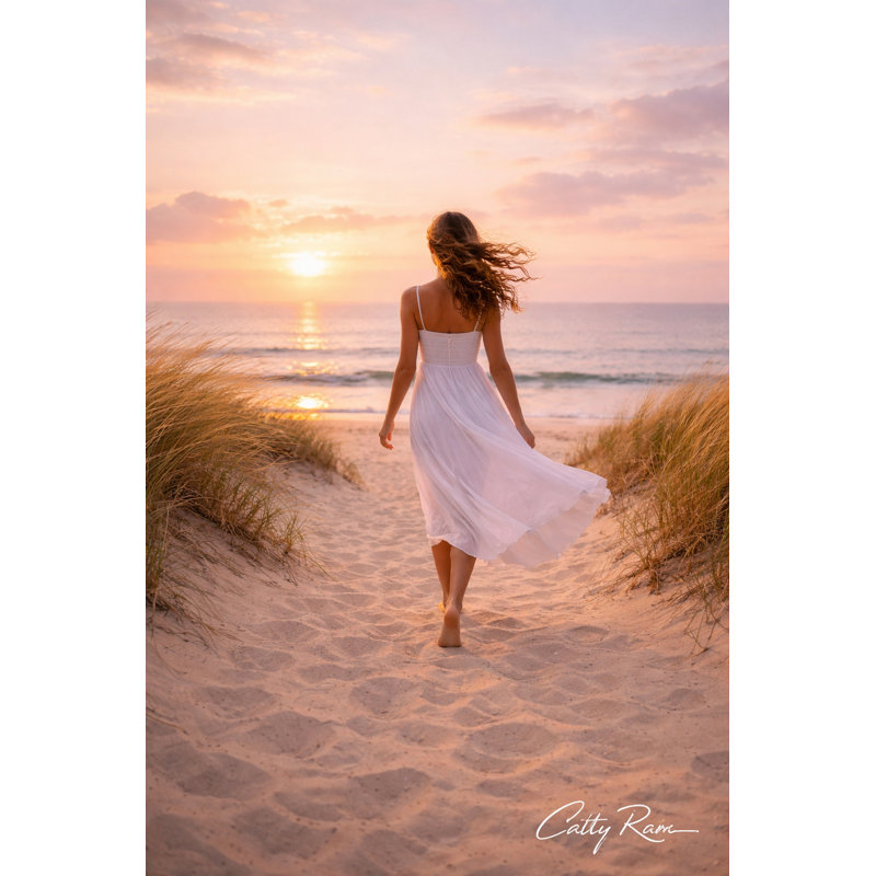Coucher de soleil sur toile tendue, L 12 po x H 16 po x P 1 po