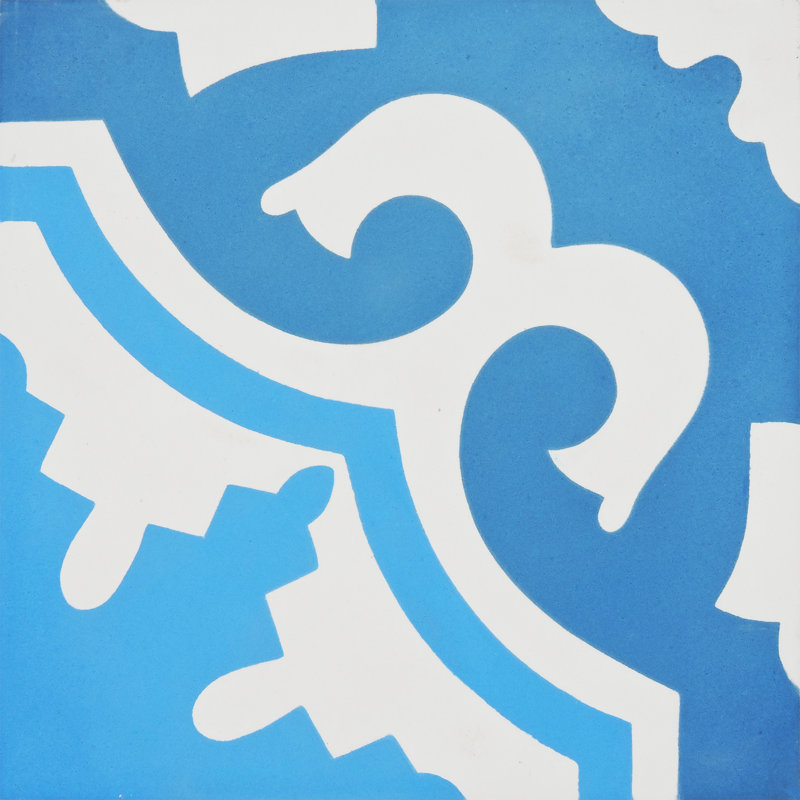 Tanger 8" x 8" Cement Patterned Wall & Floor Tile, Blue/Light Blue