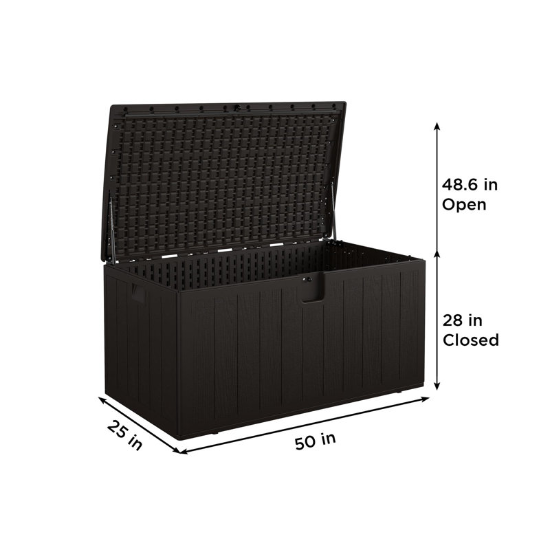 130 Gallon Durable Resin Deck Box with Gas Shocks and Adjustable Divider