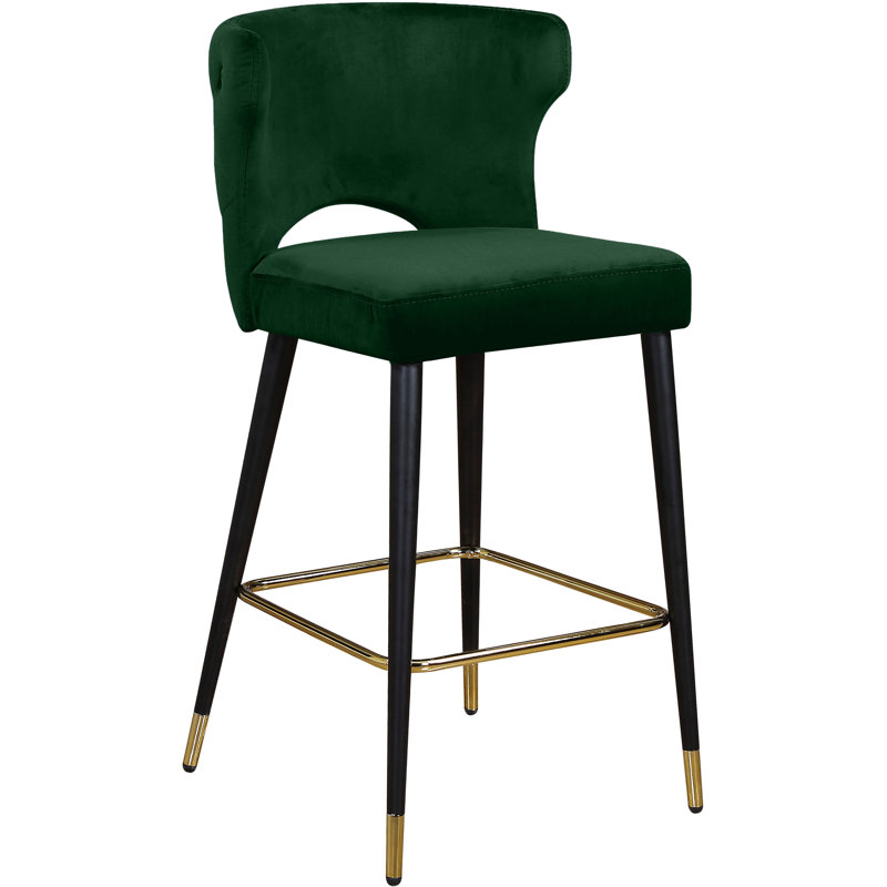Sanchez Upholstered Counter Stool with Metal Frame, Green Velvet