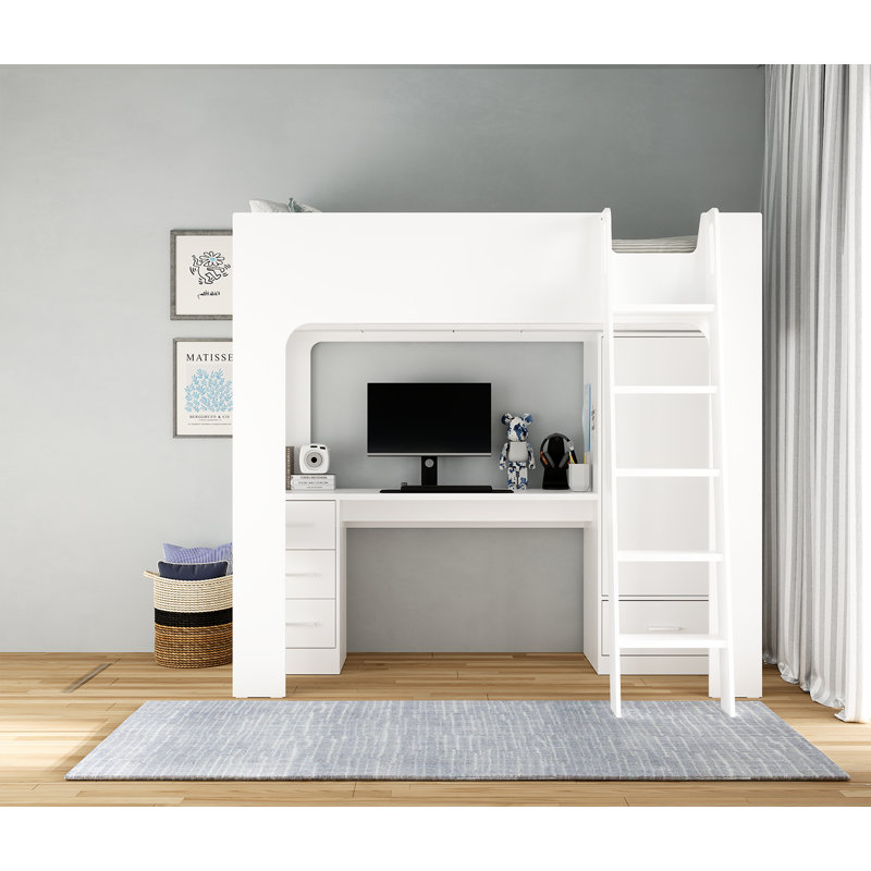 Creline High Sleepers with Storage Included with Built-in Ladder Included with Desk Included, White