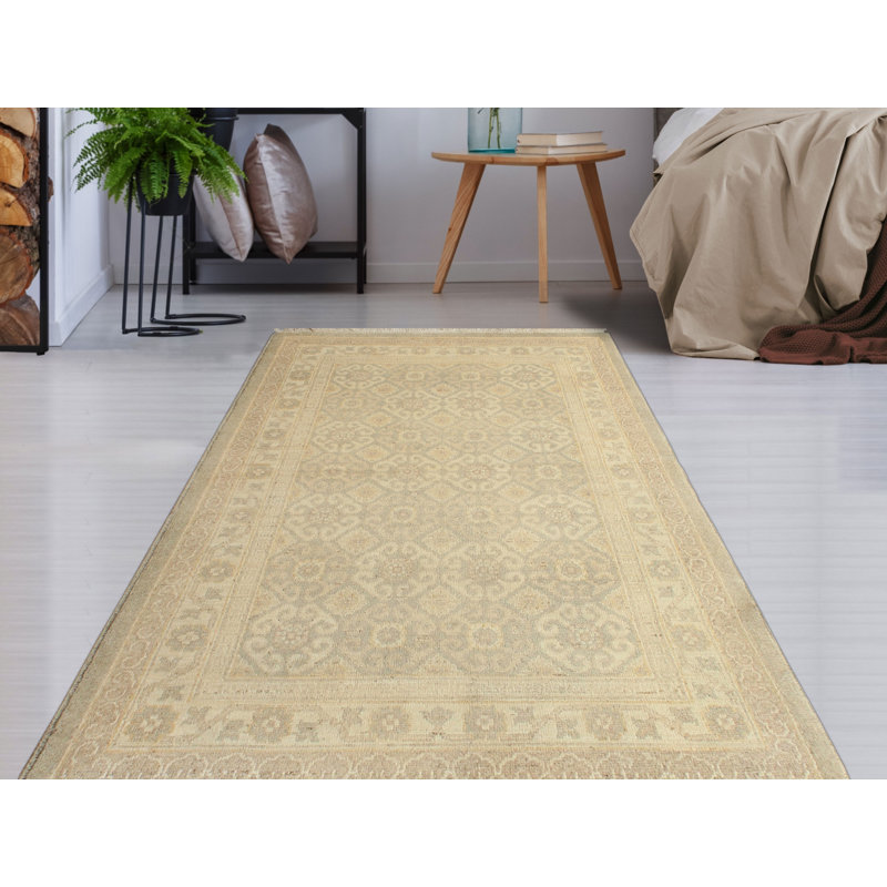 Tapis fin fait à la main Chobi Crenshaw - gris - ivoire, 3 pi 5 po x 5 pi 2 po