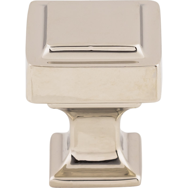 Ascendra 1 1/8" Length Square Knob, Polished Nickel, 1 1/4" Length